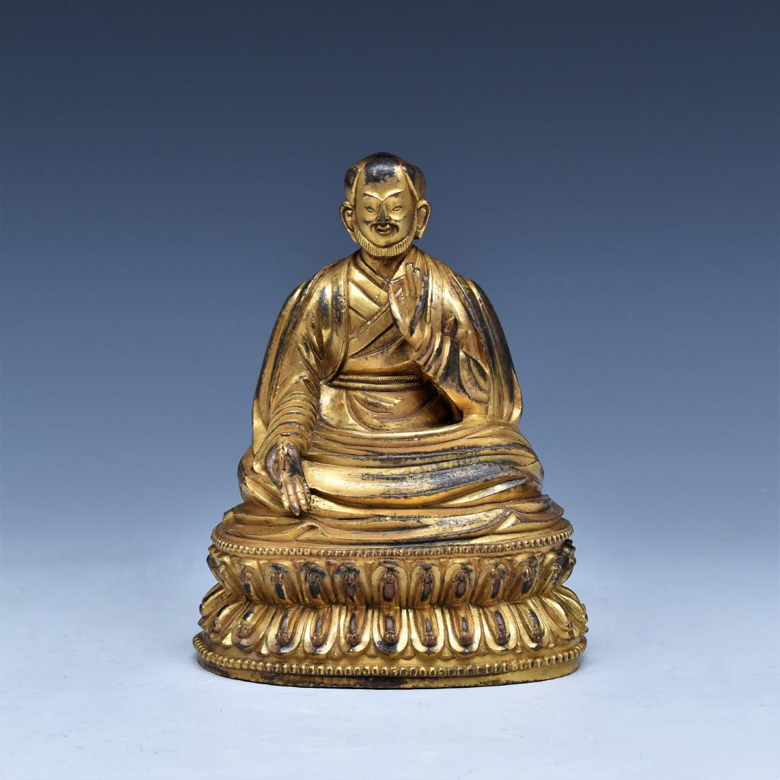 GILT BRONZE BUDDHA ARHAT OF SHRIBHADRA (1 of 8)