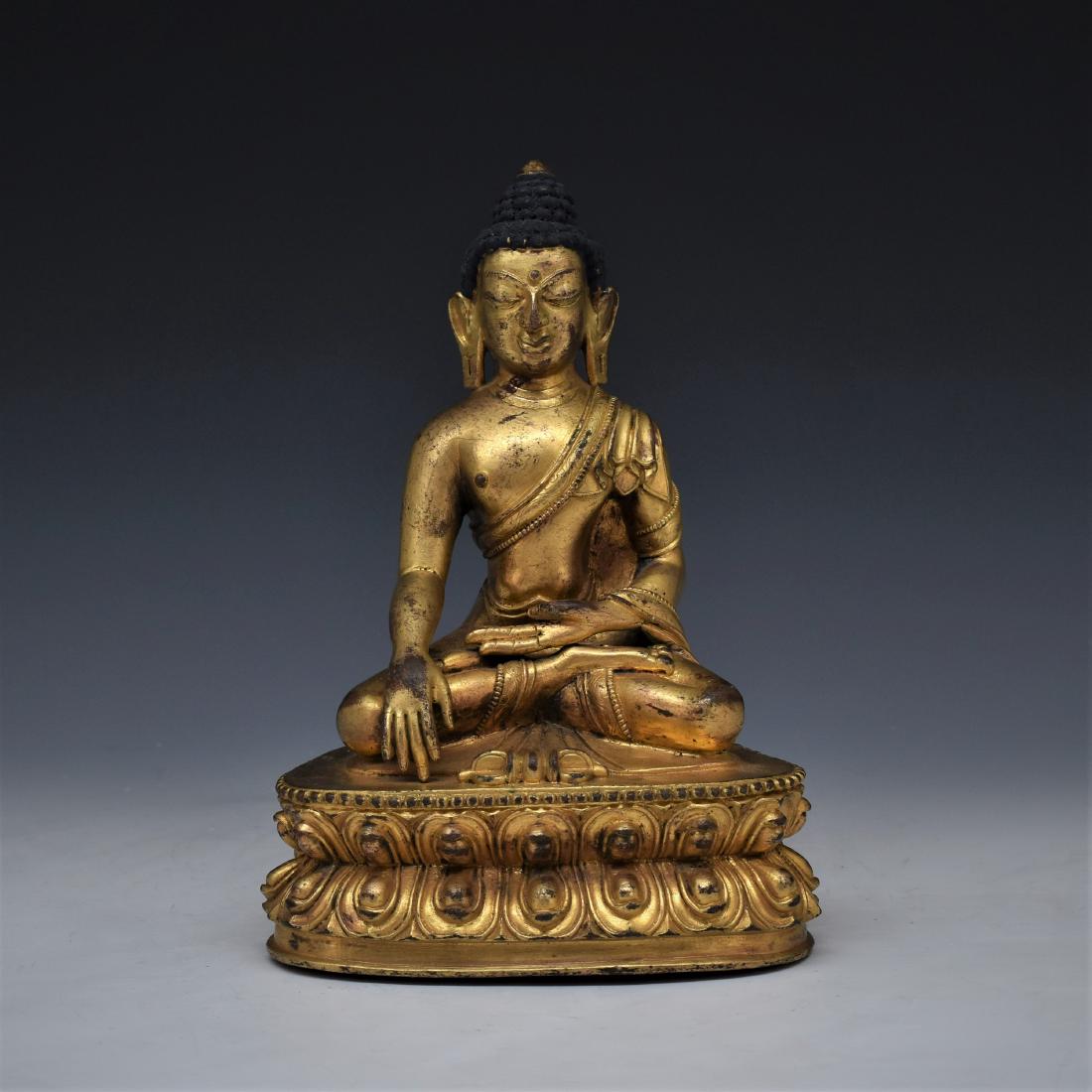 QING GILT BRONZE SHAKYAMUNI BUDDHA (1 of 9)