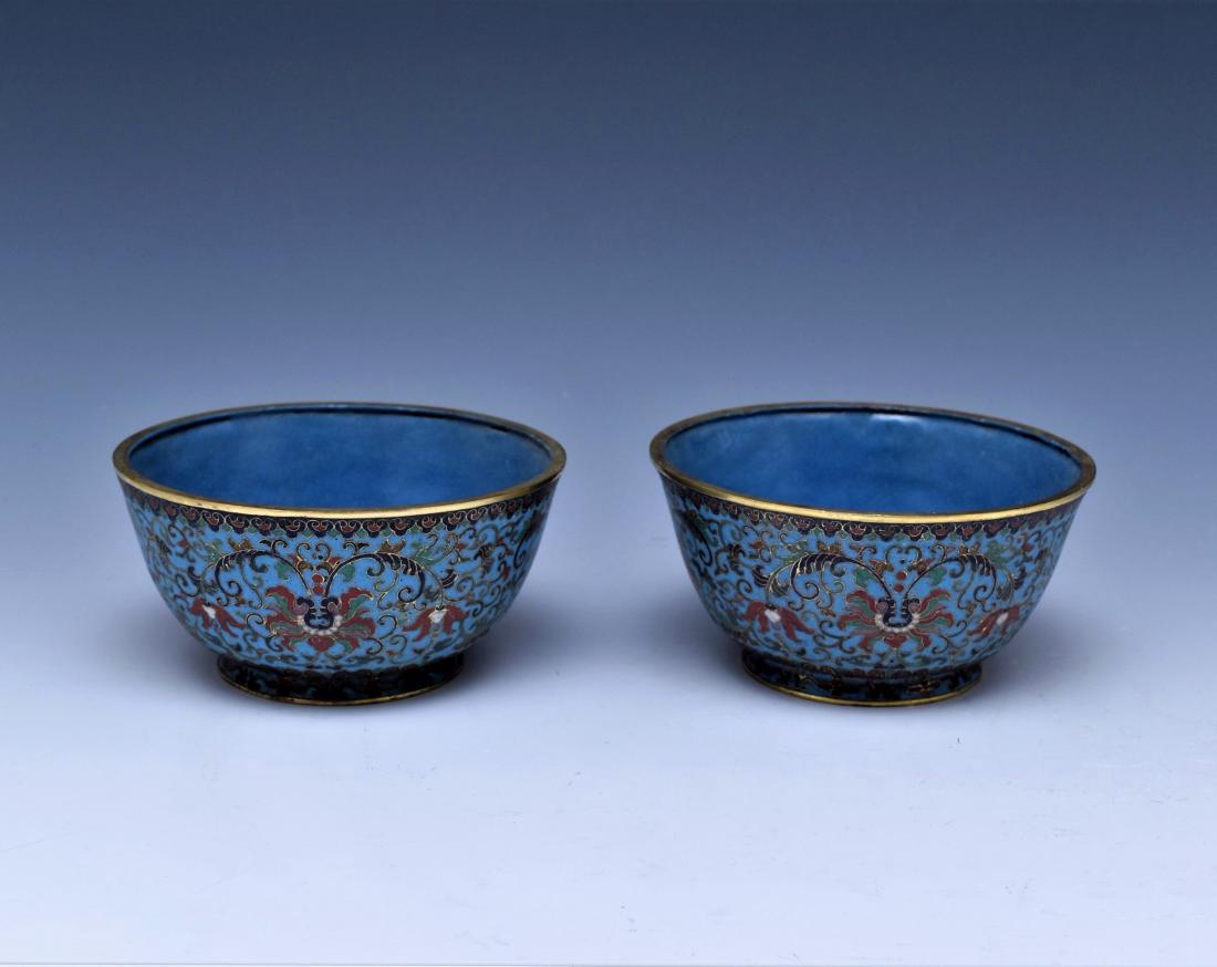 PAIR OF GILT BRONZE AND CLOISONNE BOWLS (1 of 9)