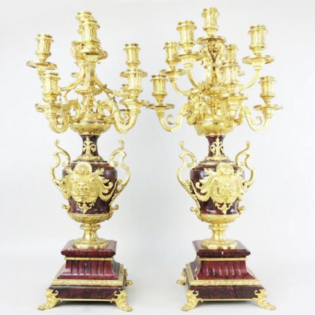 PAIR OF LOUIS XVI STYLE ROUGE MARBLE CANDELABRA (1 of 1)