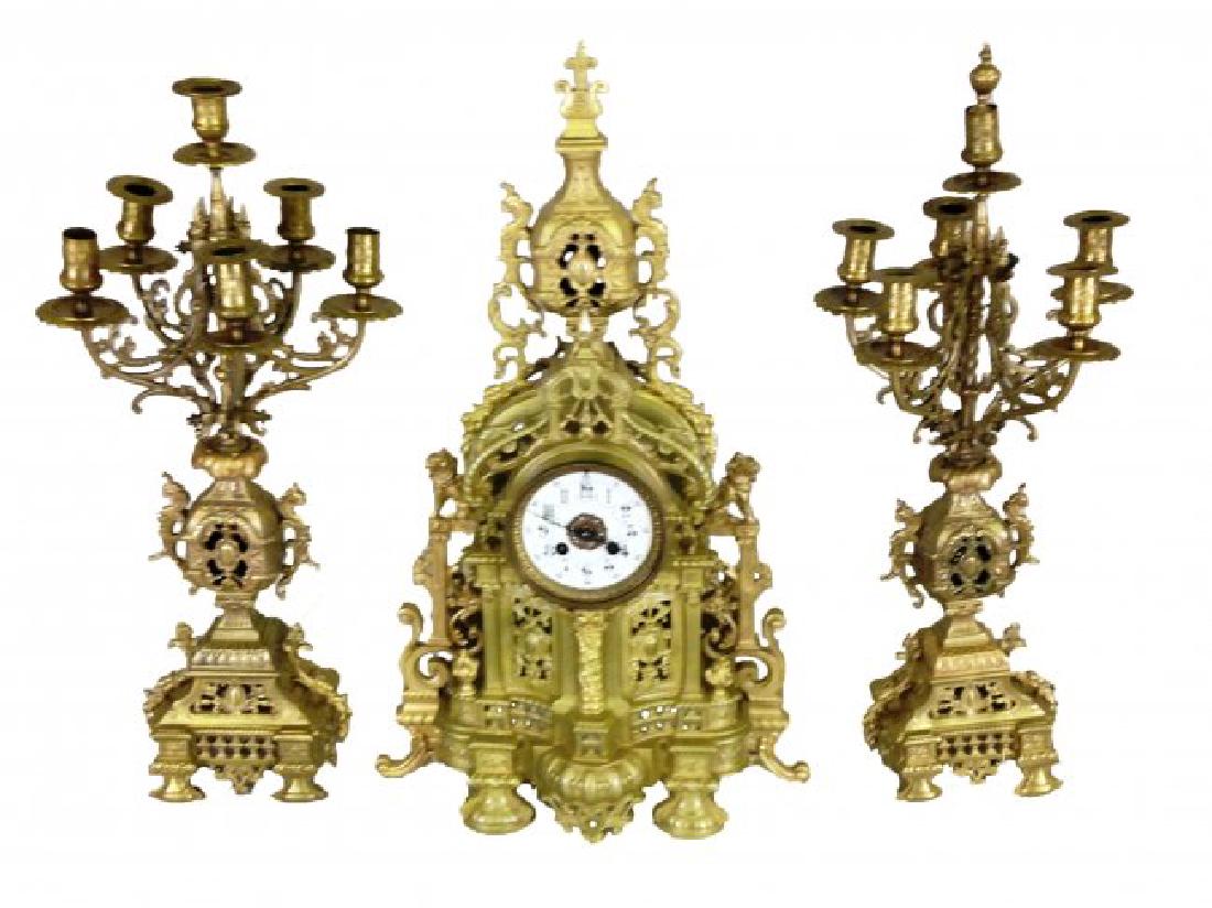 19TH C. LOUIS XV STYLE MARQUETRY INLAID CLOCK (1 of 5)