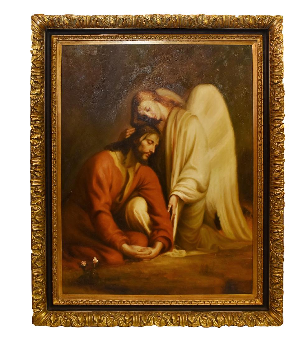 JESUS AND ANGEL, FRAMED OIL ON CANVAS (1 of 9)