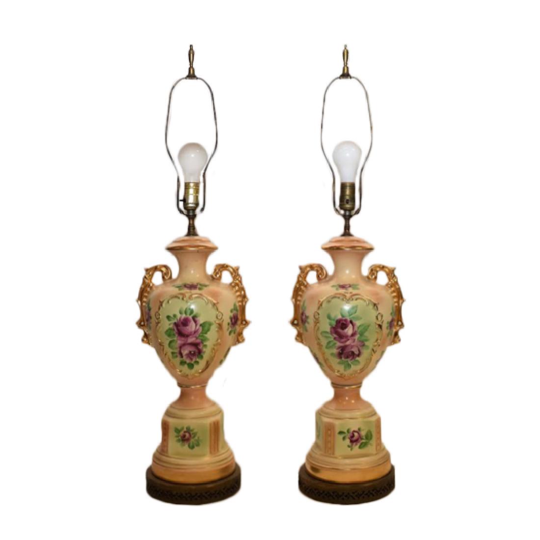 PAIR OF VINTAGE PORCELAIN TABLE LAMPS (1 of 5)