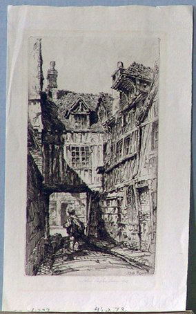 ARMS, JOHN TAYLOR: ARMS, JOHN TAYLOR American 1887-1953 Title: "Old Rouen","Black and White Trebriun","Notre-Dame...", "Stokesay Camile"lot of 4, Description: etchings and lithographs,,the first 19