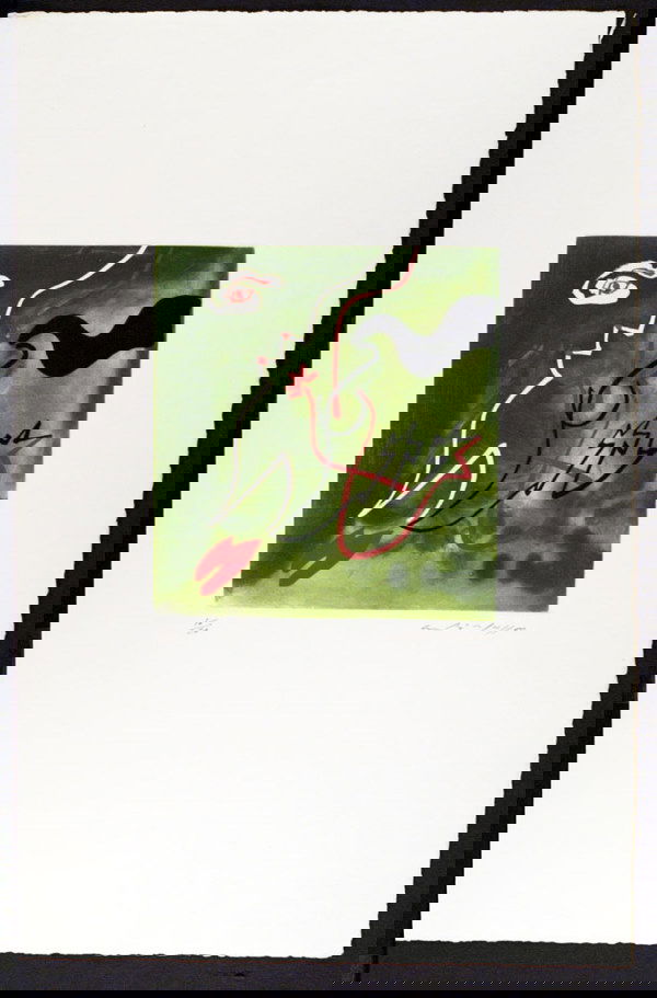 Artist: A COLLECTION: Title: lot of 2 by Andre Masson and Hans Jean Arp, from "Poem Dans Chaque Livre" with 12 poems by Paul Eluard and 12 etchings by different artists,, 1956 Description: the first a color a