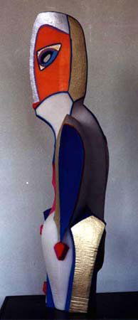 FINCH, HELEN: 'The Sage' polyester resin with marble, hand painted in enamels, metallics and acrylics by the artist, 1987, signed and dated., From an edition of 9, Condition:In good condition. Size: H 59 cm; W 24 c