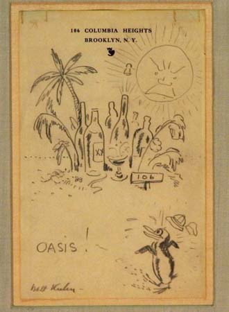 KUHN, WALT: American 1880-1949, Title: "Oasis", , pencil on letter head,, c. 1945, signed lower right, , , , , Size info: ,sheet: 8 1/4 b 5 3/8 in. (21 x 13 1/2 cm.) , , Condition: In very good condition, with th