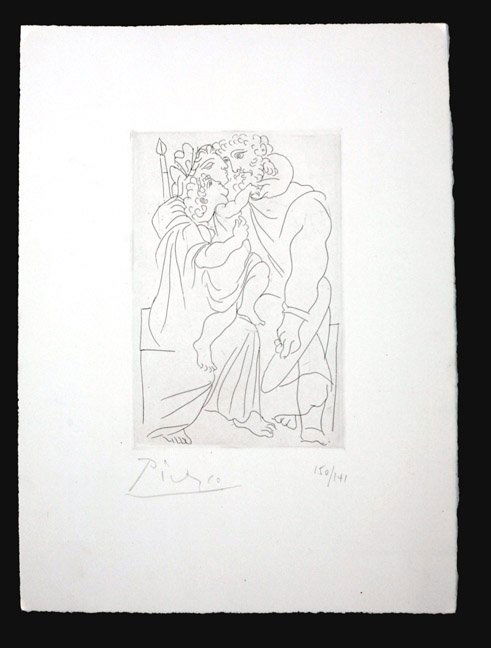 PICASSO, PABLO: Spanish 1889-1973, Title: "Couple et Enfant", from "Lysistrata", etching,,1934, signed in pencil,, from the signed and numbered edition of 150 (141/150),,printed by Atelier M