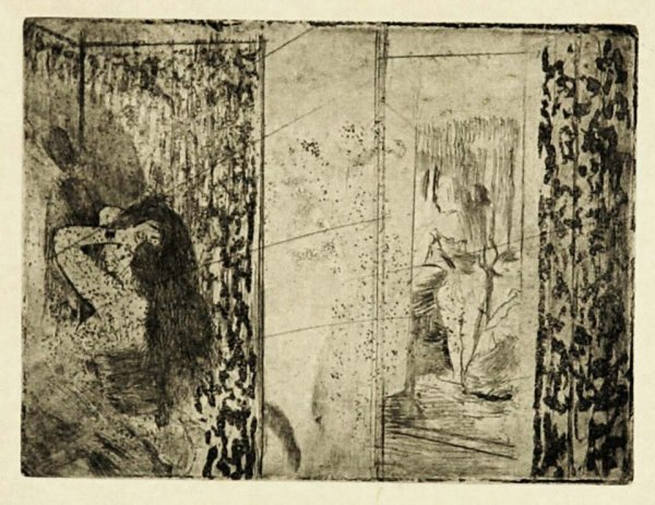 DEGAS, EDGAR, Fr. 1834-1917,: Title: "Actresses in their Dressing Rooms(Loges D'Actrices),, etching and aquatint, , c. 1879-80, , , , last state impression from the cancelled plate (Adhemar reports that there were five states)., S