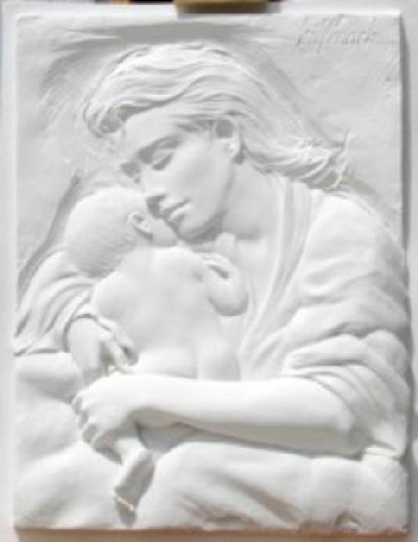 MACK, BILL, ,: Title: "Caring", bas relief sculpture, , signed in the bas relief, not hand signed, , , , Size info: , , , Framing: Sold unframed, , ,