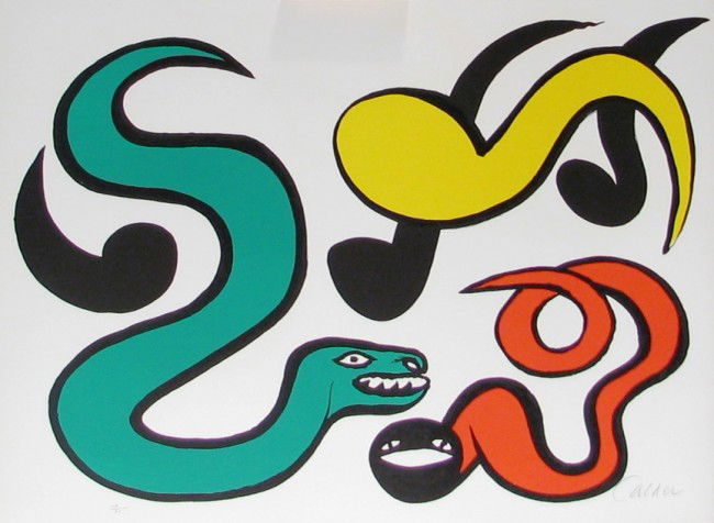 CALDER, ALEXANDER, ,: Title: "Couleurs Au Choix" (Colors of Choice), lithograph printed in colors,, 1976, signed by the artist, numbered from the edition of 75, , , Size info: 23 x 30 (58.4 x 76.2 cm), , ,