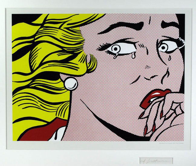 LICHTENSTEIN, ROY, American 1923-1997,: Title: "Crying Girl", as released by the Parish Museum, Long Island, N.Y. Offset lithograph on lightweight on white wove paper, 1995-96, signed in ink "Roy Lichtenstein" by the artist, , from a lot of