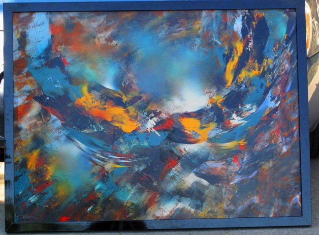 NIERMAN, LEONARDO, Mexican b. 1932,: Title: "Viento de Otono", , oil on masonite,, c. 1985, signed 'Nierman' lower left, titled verso on the board,, , , , Size info: 36 by 48 in. , , , Framing: Sold framed,