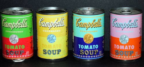 Warhol, Andy (American 1928-1987): (Soup Cans), a complete set of the 2004 release by Campbell's Soup Co. utilizing designs by Warhol, silkscreens labels wrapped on standard soup, 2004, , , Condition: The labels fine, some minor dings