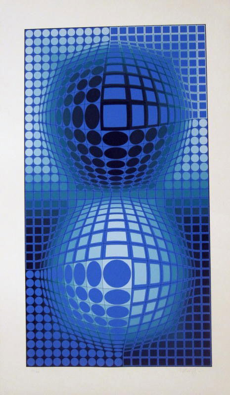 VASARELY, VICTOR, Hungarian/French (1908-1997): Title: "untitled", screenprint printed in colors,c. 1975, signed in pencil by the artist, numbered from the edition of 250, 111/250, published by Denise Rene gallery ed. Paris, , Size info: ,sheet: 42