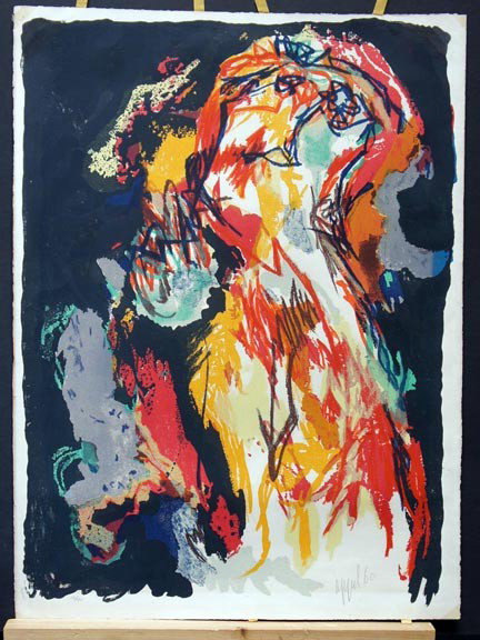 APPEL, KAREL, Dutch (1921-2006),: Title: "Femme", lithograph printed in 10 colors,,1960, signed in pencil, dated '60' , from the edition of 125, ,as published by l'Oeuvre Gravée, with their blindstamp lower left., , Size info: ,sheet