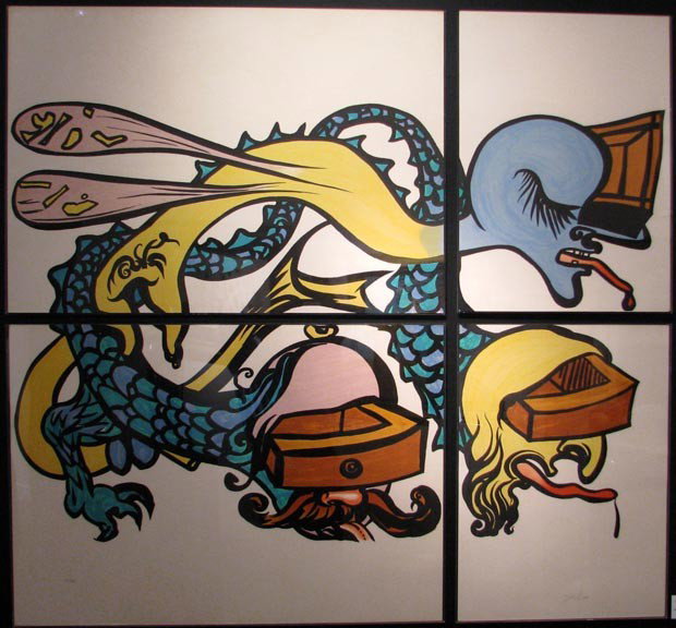 DALI, SALVADOR, Spanish (1905-1989),: Title: "Puzzle of Life" portrayed on four sheets , lithographs printed in colors,, 1974, signed in pencil by Dali on on of the four sheets, numbered 234/250, total recorded edition 650,As printed by G