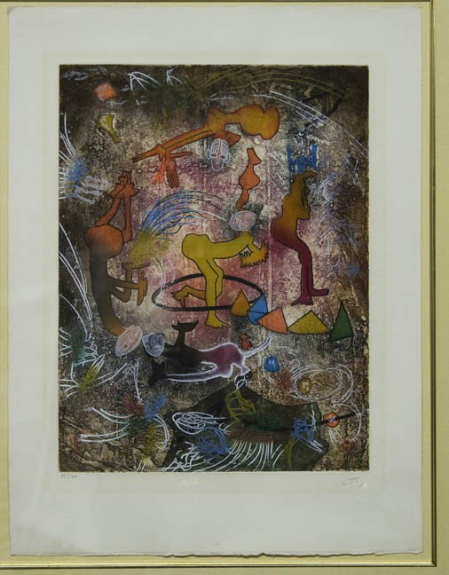 MATTA, ROBERTO S.E., Chilean 1911-2003,: Title: "Carnamont", Plate I,, drypoint and aquatint printed in colors,, 1979, signed in pencil,, numbered from the edition of 100 (85/100) on Arches watermarked paper, total recorded edition of 115,,