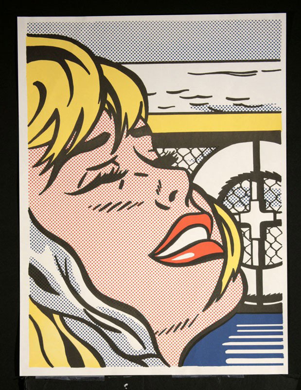 LICHTENSTEIN, ROY, American 1923-1997: Title: "Shipboard Girl", , lithograph in colors on lightweight white paper,1965, unpublished proof on thin poster paper, aside from the unnumbered signed edition estimated at about 300,, ,as published