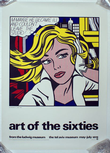 Lichtenstein, Roy American 1923-1997: "Maybe", Tel Aviv Museum 1979 exhibition "Art of the Sixties", screenprint in colors, , 1979, , from a relatively small edition, Condition: In generally very good condition, some soft creasing at the 