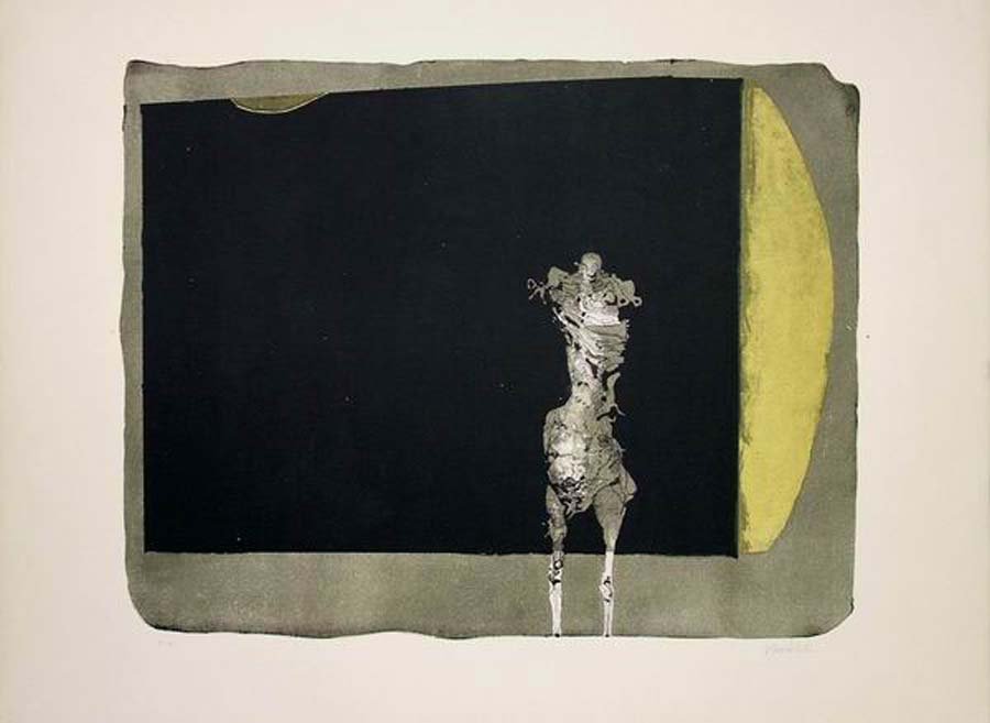 WUNDERLICH, PAUL, German, 1927 - 2010,: Title: "Algerische Mauer (tout seul) - Algerian wall (all alone)" , lithograph printed in colors on BFK Rives paper,1962, signed in pencil by the artist,, numbered 37/150,Printed at Atelier Desjobert,