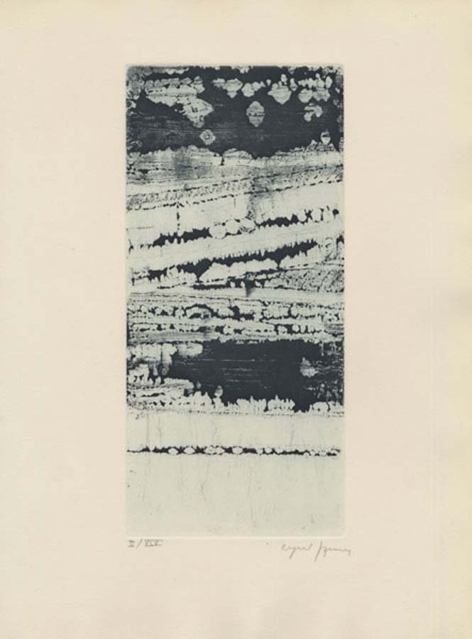 SZENES, ARPAD, Hungarian/French, 1897 - 1985,: Title: "Untitled" from the book "La mysticité charnelle de René Crevel" by Eddy Batache , colour etching with aquatint printed on BFK Rives,1976, signed and numbered 74/100, ,As printed at the Ateli