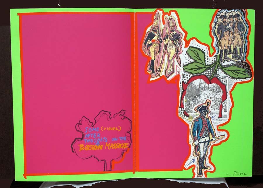 RIVERS, LARRY, American 1923-2002,: Title: "Some Visual afterthoughts on the Boston Massacre " from "Boston Massacre", screenprint printed in colors,, 1970, signed in pencil by the artist, numbered 44/150,, , , Size info: ,sheet: 19 3