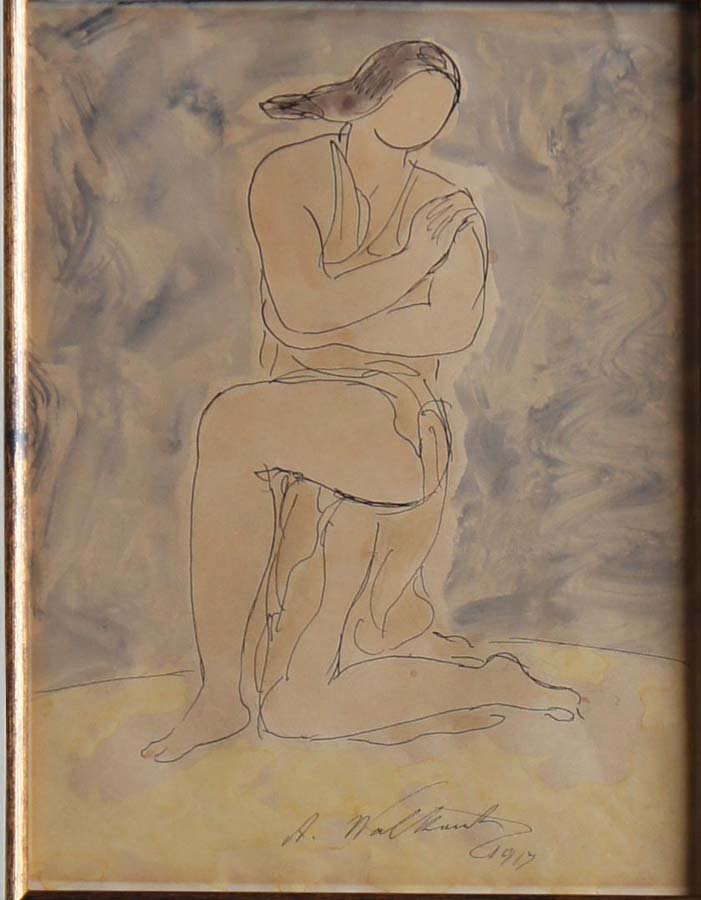 WALKOWITZ, ABRAHAM, American/Russian (1878 -: Title: "Isadora Duncan" studies, a pair, pen and watercolor on paper,, c. 1917, the first signed and dated in pen, lower right; the second unsigned, , , , Size info: first 11 by 8 in. (27 x 20 cm.); s