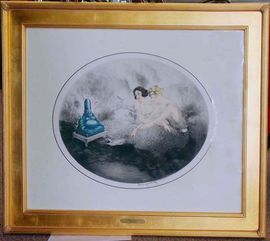 ICART, LOUIS, French 1888-1950,: Title: "Blue Buddha" or "Laughing Buddha", etching with touches of hand coloring,, 1924, signed in pencil and annotated 'Ep.d'A',, , published by Les Graveurs Modernes, Paris,, , Size info: ,sheet: