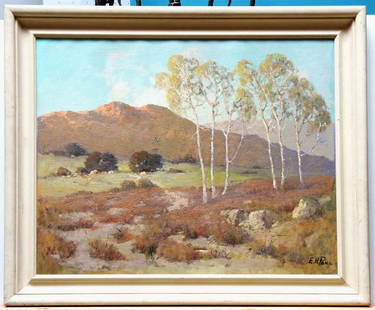 POHL, E.H., (American 1874-1956): Title: "Spring in our Back Country-San Diego", oil on canvas, mid century, signed lower right, , , , Size info: 24 by 30 in. (60 x 75 cm.), , , Framing: Sold framed,