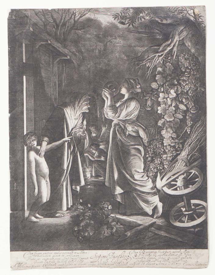 GOUDT, HENDRIK, Dutch 1583-1648,: Title: "Ceres Seeking her Daughter", after Adam Elsheimer , etching with engraving,c. 1610, , , , , Size info: ,sheet: 12 1/2 x 9 3/8in (35 x 23 cm.) , , Framing: Sold in an archiva