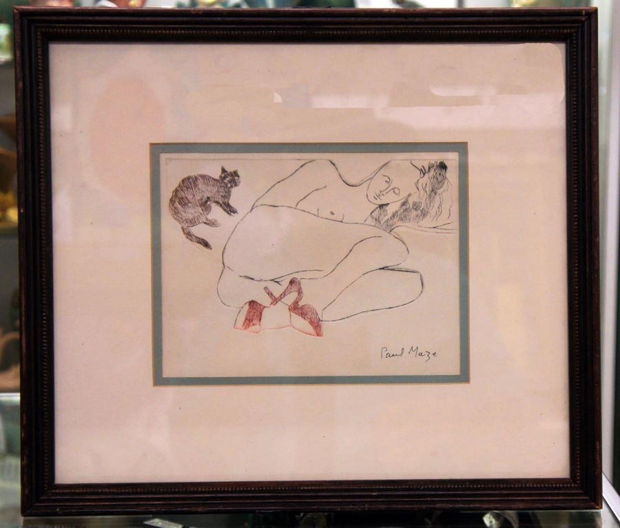 MAZE, PAUL AND STROBER, P. J. (TWO WORKS), French: Title: "Untitled" and "male nude", the first an etching, the second charcoal on paper, c. 1965 and later, each signed by the artist, , , , Size info: 10 1/2 by 9 in. (26 x 23 cm.) and slightly smaller