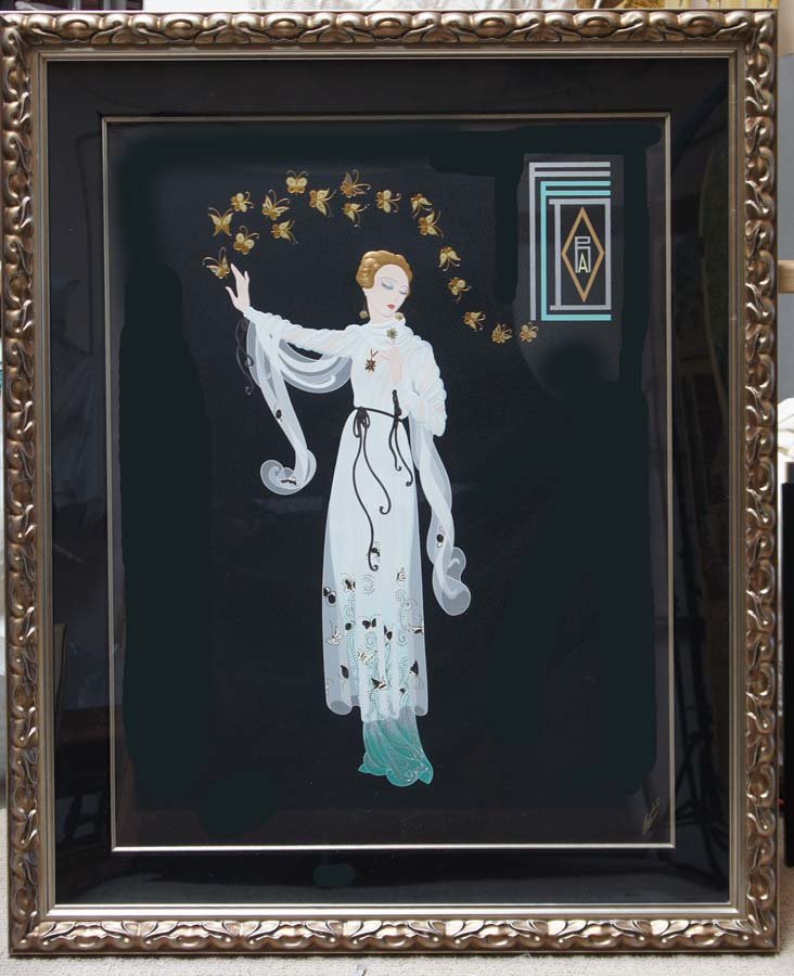 ERTE (ROMAIN DE TIRTOFF) AFTER, Russian/French: Title: "Fedora Butterfly", serigraph printed in colors,, 1998, signed in gold ink by the artist's estate,, numbered from a total recorded edition of 650,,As published by Chalk and Vermillion, Connecti