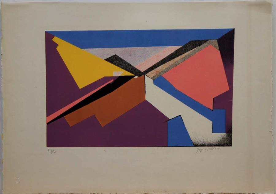 VILLON, JACQUE, French 1875-1963,: Title: "La Conquist, le l'air"(), etching and aquatint printed in colors,,c. 1970, signed lower right in pencil, , numbered 57/120, with the blindstamp 'GG' lower left, , , Size info: ,sheet: 19 by 25