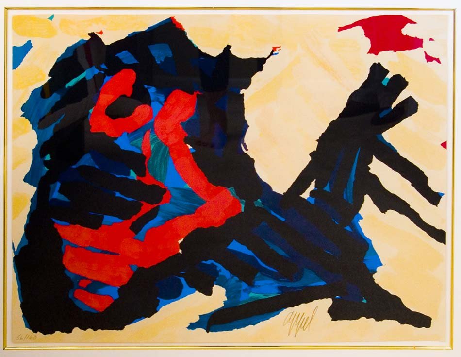 APPEL, KAREL, Dutch 1921-2006,: Title: "Running Horse", lithograph printed in colors, 1980, signed in pencil by the artist, numbered 58/80,As published by London Arts, Detroit. , , Size info: ,sheet: 21 by 29 in. (54 x 74 cm.) , ,