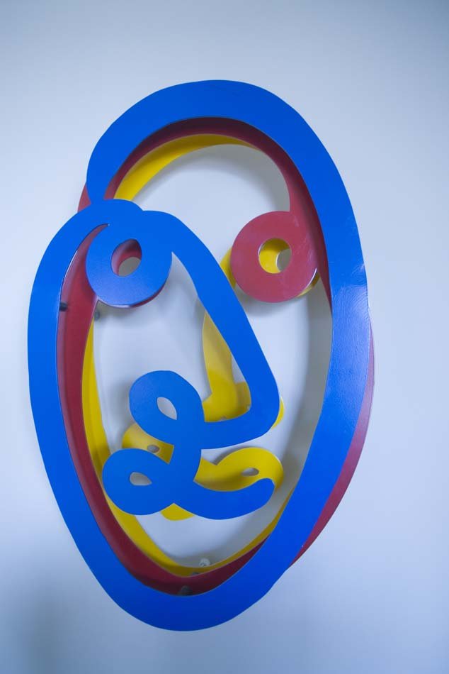 GERSTEIN, DAVID, American 20th C.,: Title: untitled-(man's face) , metal sculpture, c. 2000, signed in the metal , , , , Size info: 13 by 20 by 5 in. (33 x 50 x 12.5 cm.), , , Framing: Framed in accordance with accepted