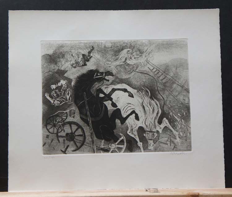 GROPPER, WILLIAM, American 1897-1977,: Title: "Catastrophe" from the portfolio "Gropper: Twelve Etchings", etching on BFK Rives watermarked paper,1965, signed in pencil, also signed in the plate(reverse) , numbered 23/100,As printed by Emi