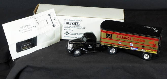 Alliance Racing: Alliance Racing, Alliance Racing Truck and Trailer Transporter Replica, 9 x 3 x 2 1/2, 1:64 die-cast cars with movable parts, limited edition of 2500,Ertl, quantity: 1 ,condition:cars are in