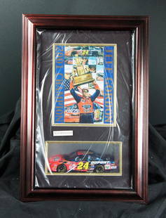 Gordon, Jeff: Gordon, Jeff, 2001 Jeff Gordon Victory Plaque Display with die-cast Stock Car, 15 x 23, wood, 1:24 scale die cast car, limited edition,Pacconi Classics, quantity: 1 Comes with certificate of