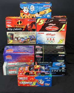 Labonte, Terry: Labonte, Terry, Terry Labonte Stock Car Replicas Lot, 10 x 4 1/2 x 3 1/2 in. (box), 1:24 SCALE die-cast cars, all limited edition, some as few as 200,Action collectibles and others, quantity: 10