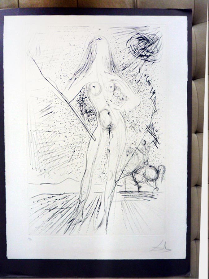 DALI, SALVADOR, Spanish 1905-1989,: Title: "Venus of the Constellations with Picador" one of two original etchings released together under the title "Venus", original etching,, 1975, signed in pencil by the artist , numbered 19/75, tota