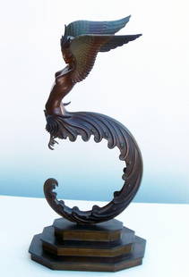 ERTE (ROMAIN DE TIRTOFF), Russian (1892-1990) ,: Title: "Firebird", bronze with patina and painted features,1980, incised signature, stamped RKP INT.CORP ©1980, numbered 189/250,Published by RKP INT.CORP , , Size info: 16 by 8 by 5 in. (40 x 20 x 1