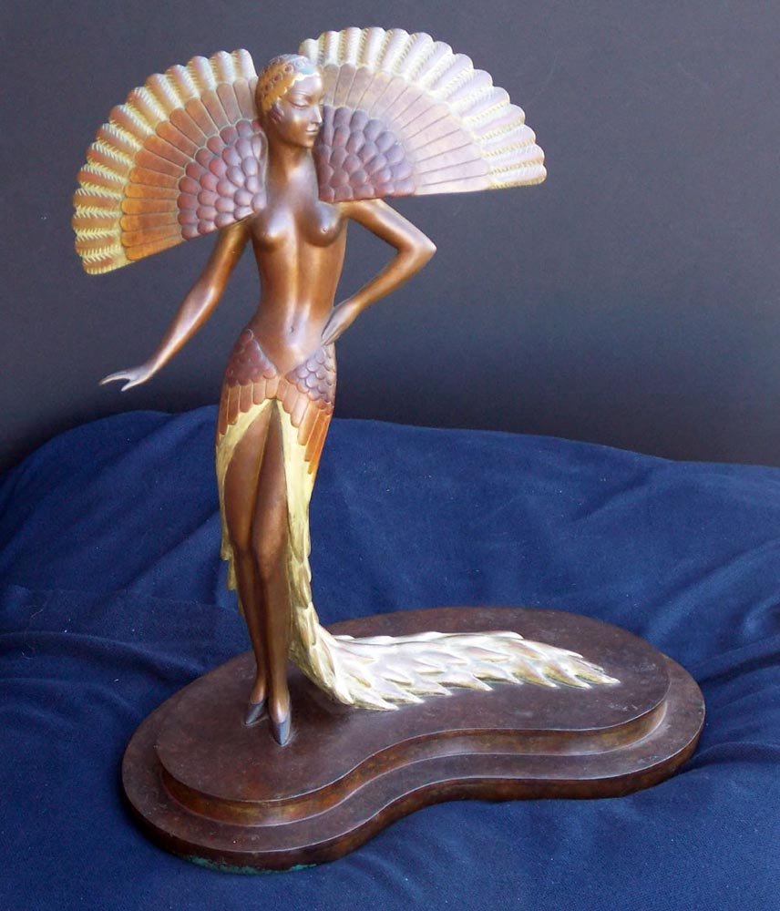 ERTE (ROMAIN DE TIRTOFF), Russian (1892-1990) ,: Title: "Ibis" , bronze with patina and painted features,1980, incised signature, stamped with publisher's copyright symbols, an H.C. impression aside from the numbered edition of 300,,Published by Dya