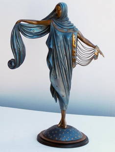 ERTE (ROMAIN DE TIRTOFF), Russian (1892-1990) ,: Title: "Moonlight" , bronze with patina and painted features,1980, incised signature, stamped with publisher's copyright symbols, numbered 278/375,Published by Dyansen (Fine Art Acquistions)., , Size