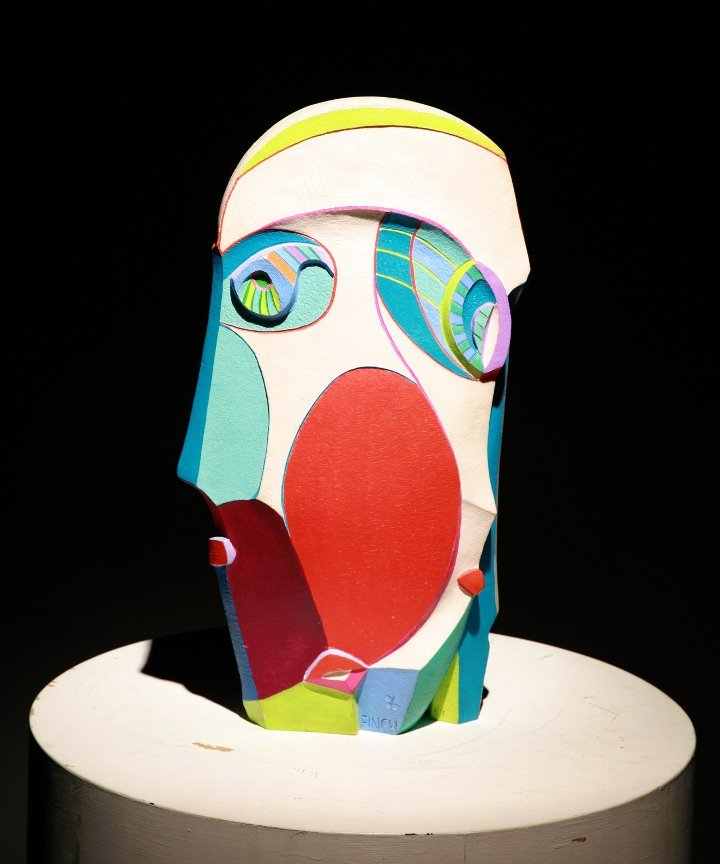 FINCH, HELEN, Australian-American b. 1923,: Title: 'Group Portrait', polyester resin with marble, hand painted in enamels, metallics and acrylics by the artist,1987, signed and dated., From an edition of 9, , , Size info: H 20 1/2 in; W 11 7/16