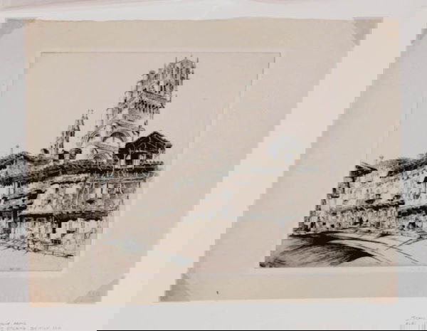 ARMS, JOHN TAYLOR American 1887-1953: Title: "Albi", , Description: etching,,1927, signed in pencil by the artist, ,edition 100,, , Size info: , ,plate size: 10 x 10 1/4 in. (25.3 x cm) Framing: Sold unframed<