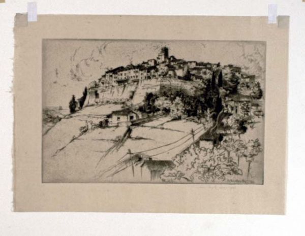 ARMS, JOHN TAYLOR American 1887-1953: Title: "St. Paul Alpes-Maritimes, France", , Description: etching,,1927, signed in pencil by the artist, ,edition 259,, , Size info: , ,plate size: 8 x 11 1/2 in (20 x 29.2 cm.) Condition: In very goo