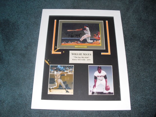 Willie Mays Autograph Custom Framed Photo Colague W/COA: Beautiful Item W/COA