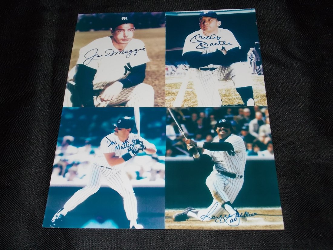 Manlte, DiMaggio, Jackosn, Mattingly: YANKEES, Mickey Mantle, Joe DiMaggio, Don Mattingly, REGGIE JACKONS, Autographed 8x10 Photo, w/COA