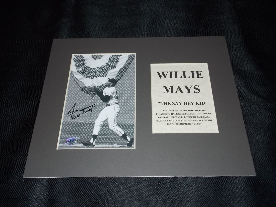 Willie Mays: WILLIE MAYS, Autographed Photo, Matted, W/COA